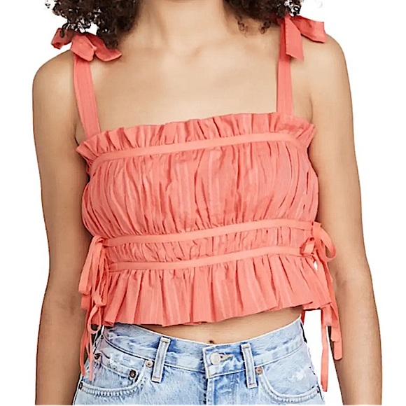 Playa Lucila Tops - PLAYA LUCILA • Coral Pink Pleated Crop Top